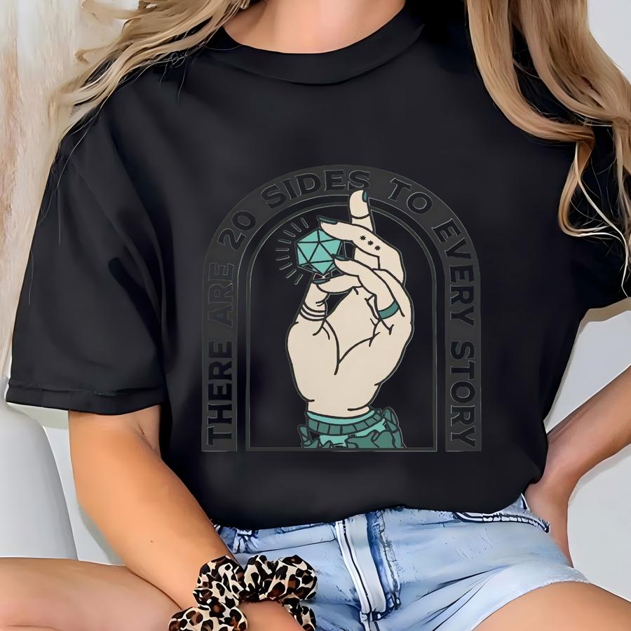 Dnd D20 There Are Twenty Sides To Every Story Digital Print T-shirt