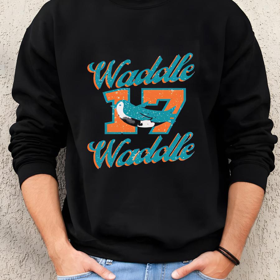 Vintage Miami Football Crewneck, Waddle Waddle Retro Miami Sweatshirt, Men's And Women's Sweatshirt, Throwback Miami, Waddle Waddle Crewneck Sweatshirt