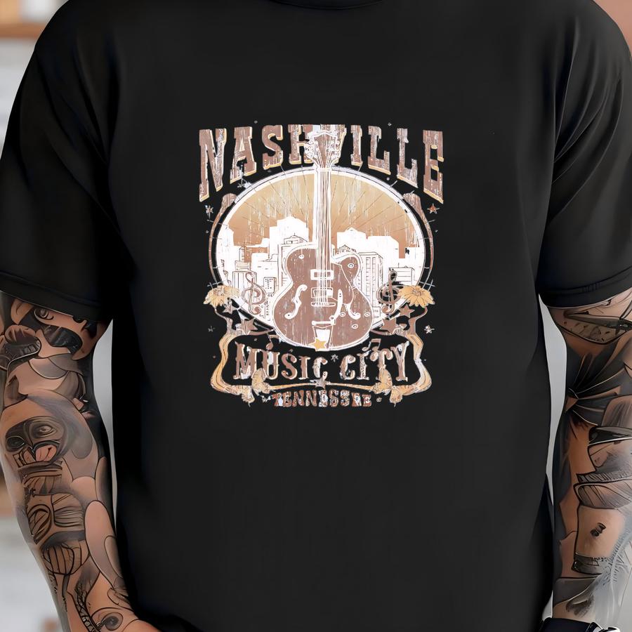 Nashville Guitar Hoodie, Country Music Concert Tee, 12217 T-shirt
