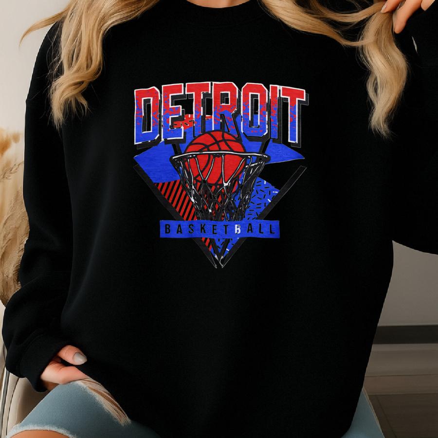 Detroit Basketball 90s Throwback Unisex Shirt Sweatshirt