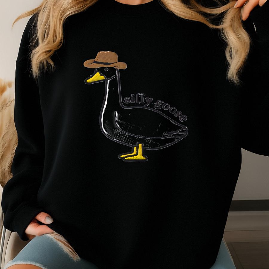 Silly Goose Sweatshirt: Cowboy Hat Crewneck Sweatshirt