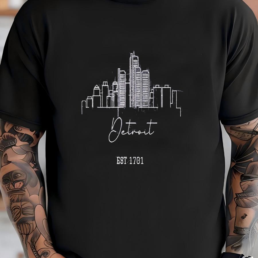 Detroit Sweatshirt, Detroit Pullover, City Skyline Sweater, Women Crewneck, Men Hoodie Shirt, Travel Souvenir Gift, Vacation Jumper, Minimal T-shirt
