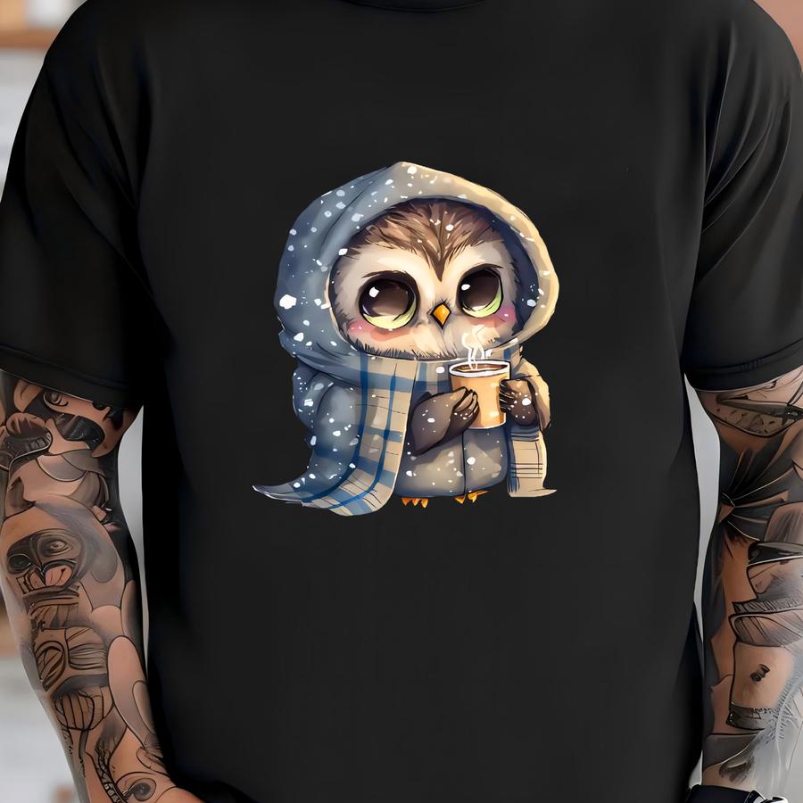 Winter Owl Sweatshirt, Artistic Owl Hoodie, Owl Lover Gift, Cute Winter Sweat, Owl Gifts, Winter Sweatshirt T-shirt