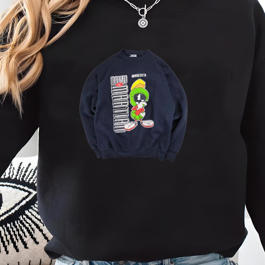 Vintage 90s Looney Tunes Marvin The Martian Minnesota Crewneck Sweatshirt Sweatshirt