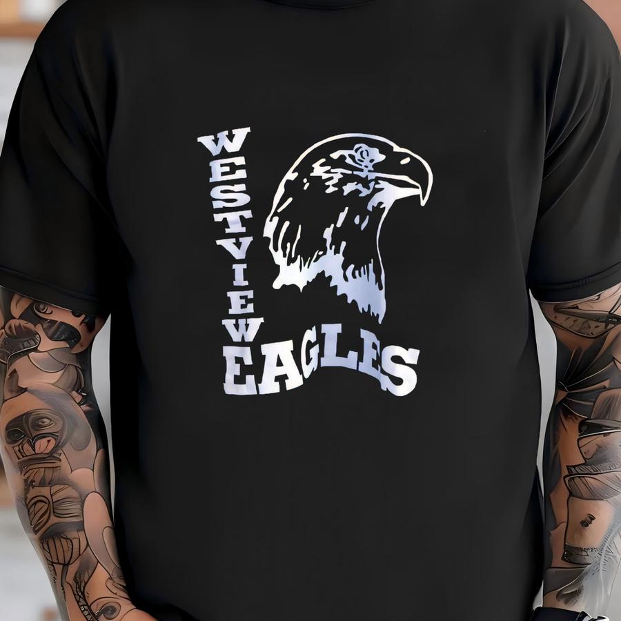 Vintage Blue Westview Wareagles Single-stitch Graphic Hoodie - Medium T-shirt