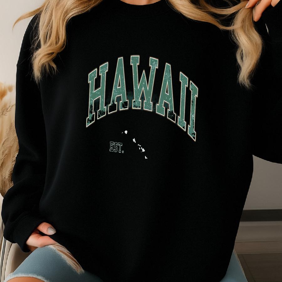 Vintage Style Hawaii Sweatshirt: Unisex Travel Gift Sweatshirt