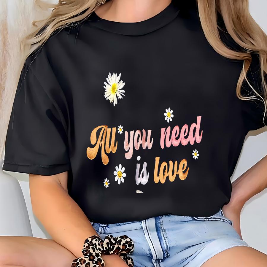 Retro Valentine’s Day Crewneck Sweatshirt, Valentine’s Day Sweatshirt , Retro All You Need Is Love Crewneck Sweatshirt T-shirt