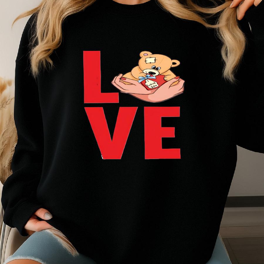 Love Bear Sweatshirt, Love Sweatshirt, Smile Sweatshirt, Valentine Day's Gift, Couple Gift, Gift For Her, Bear Gift, Bear Love Gift Sweatshirt