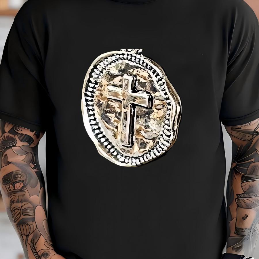 Silver Cross Earrings: Christian Religious Jewelry Gift T-shirt