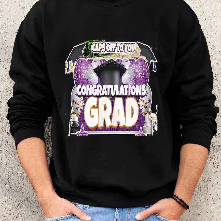 Purple Graduation Yard Card Display: 8-piece Grad Party Decor Sweatshirt