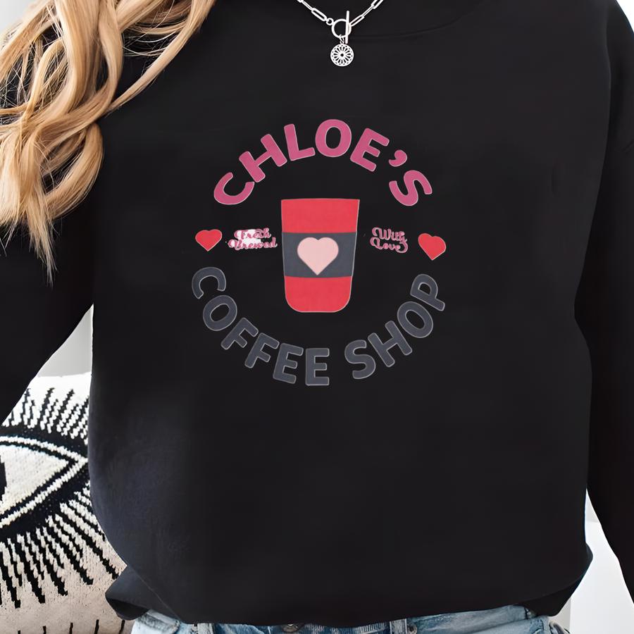 Personalized Apron With Coffee Logo, Cute Coffee Apron, Customized Name And Logo Apron, Custom Coffee Lover Apron, Gift For Mom, Sister Sweatshirt