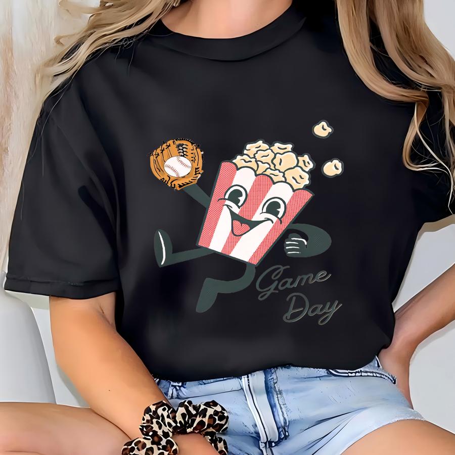 Game Day Baseball Sweatshirt, Baseball Sweatshirt, Baseball Mom Sweatshirt, Retro Baseball Shirt, Retro Baseball Mom Shirt, Popcorn Shirt T-shirt