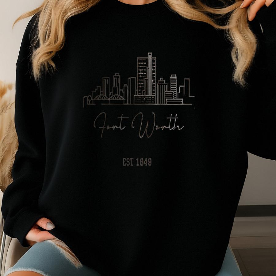 Fort Worth Sweatshirt, Fort Worth Pullover, City Skyline Sweater, Women Crewneck, Men Hoodie Shirt, Travel Souvenir Gift, Vacation Jumper Sweatshirt
