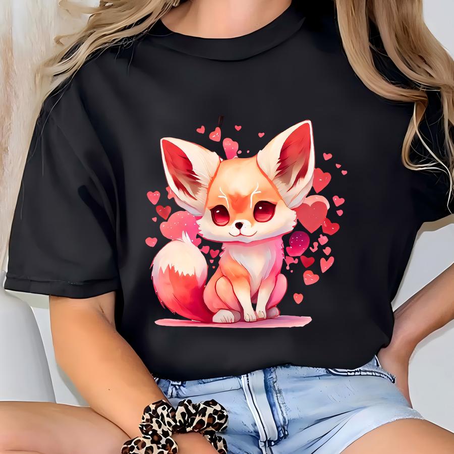 Fox Hoodie, Fox Lover Hoodie, Heart Hoodie, Cute Animal Hoodie, Valentine Day's Gift, Couple Gift, Fox Lover Gift, Gift For Him T-shirt
