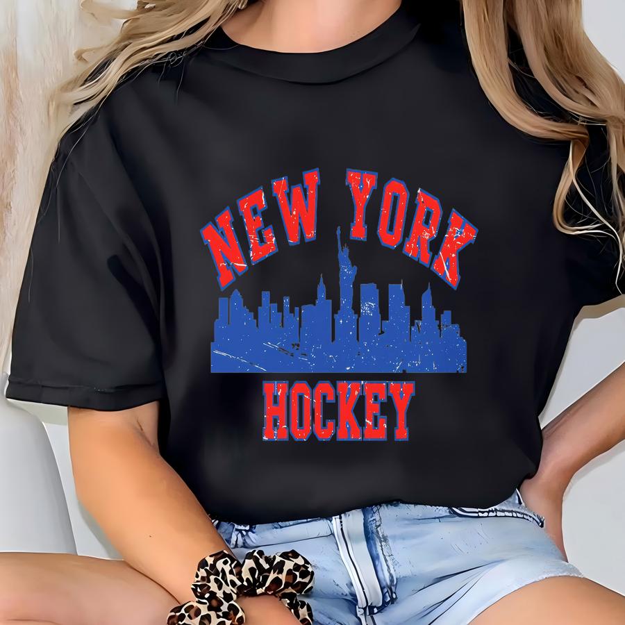 Vintage Style New York Hockey Sweatshirt Unisex New York Crewneck New York Gifts Game Day Apparel T-shirt