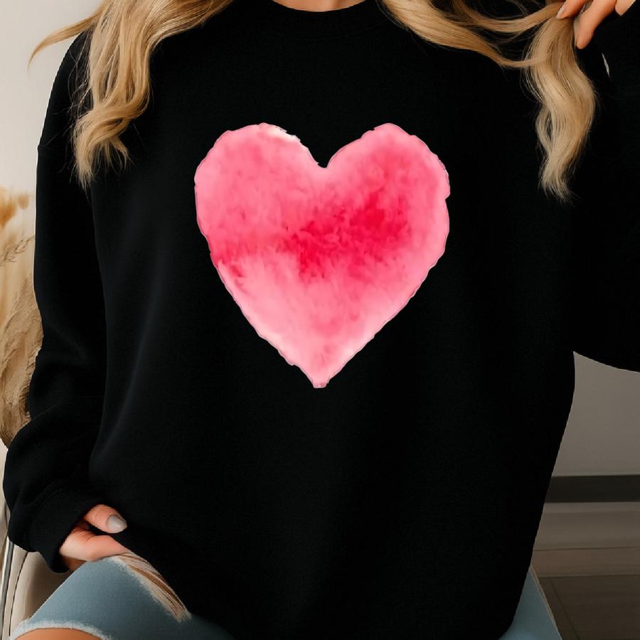 Watercolor Heart Sweatshirt, Heart Sweater, Valentine's Day Sweat,heart Sweatshirt, Gift For Valentine's Day, Cute Valentine's Heart Sweat Sweatshirt