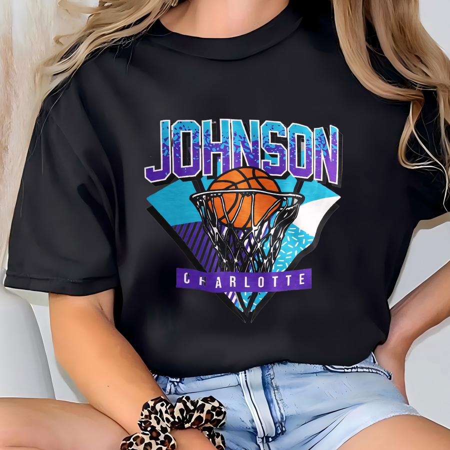 Charlotte Basketball 90s Throwback Crewneck Unisex Sweatshirt Johnson T-shirt