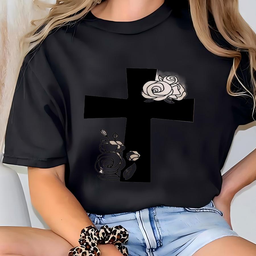 Cross Flower Hoodie, Christian Cross Hoodie, Pray On It Hoodie, Love Like Jesus Hoodie, Worship Gift, Cross Hoodie, Jesus Loves You Hoodie T-shirt