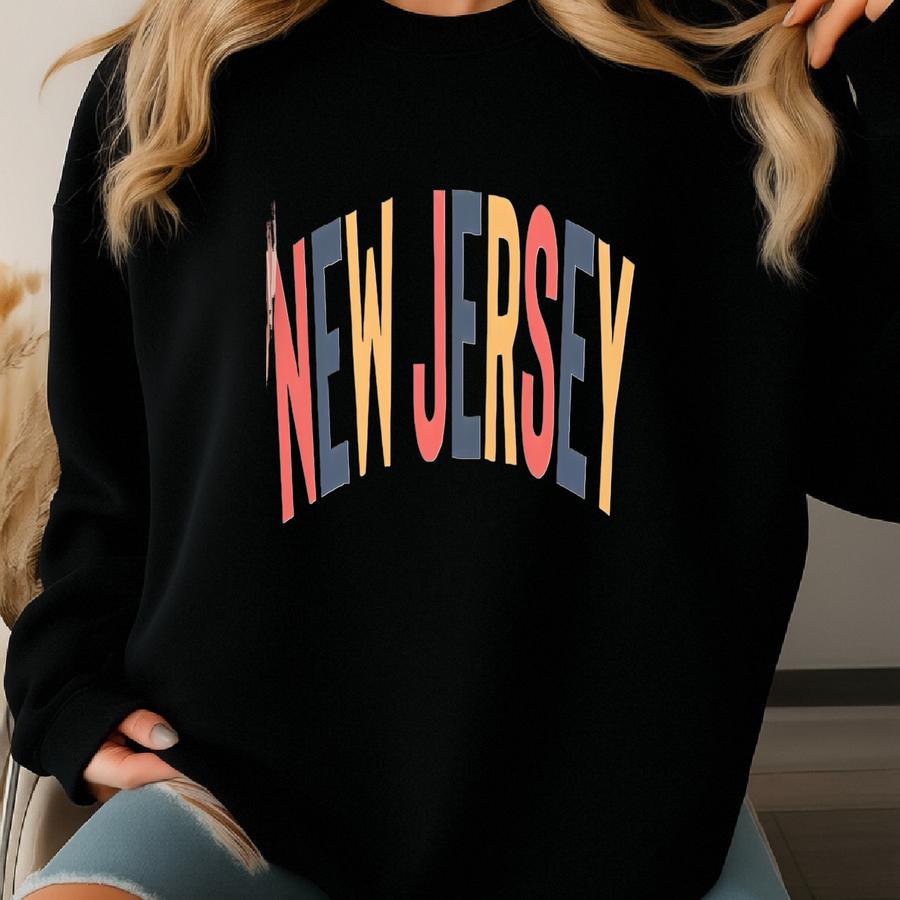 New Jersey Sweatshirt: Vintage Style Unisex Crewneck Sweatshirt
