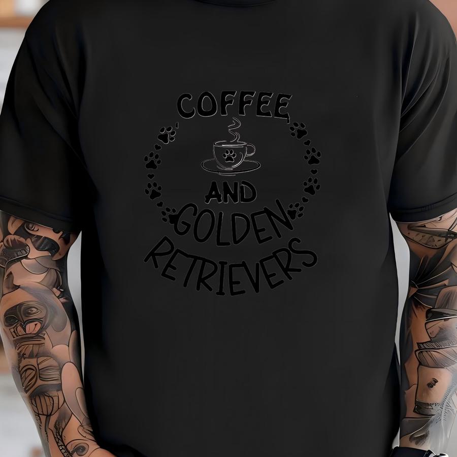 Coffee And Golden Retrievers, Golden Retriever Mom Shirt, Cute Dog, Dog Mom Shirt, Golden Retriever Hoodie, Golden Retriever Lover Shirt T-shirt