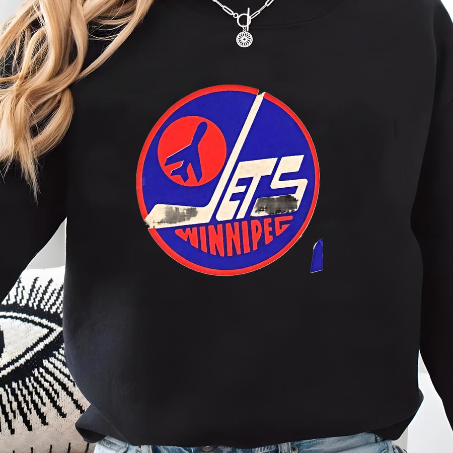 Vintage 1970's Winnipeg Jets Full Sized Hockey Pennant - Antique Hockey Memorabilia Sweatshirt