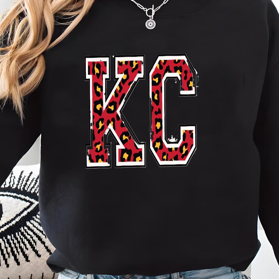 Kansas City Sweatshirt, Kansas City Shirt For Women, Kansas City Sweater, Long Sve Kc Shirt, Leopard Kc Sweatshirt For Women, Super Bowl Sweatshirt