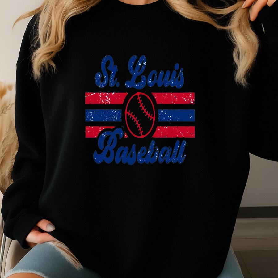Retro St Louis Baseball Sweatshirt, St Louis Sweatshirt Crewneck Shirt, St Louis Baseball Shirt, St Louis Baseball Sweatshirt For Women Sweatshirt