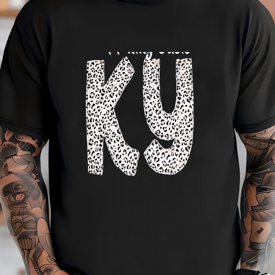 Leopard Applique Ky Shirt, Women's Gift, Girl Gift, Birthday Gift, Mother's Day Gift, Ky Shirt, Kentucky Shirt, Leopard Shirt, Ky Leopard T-shirt