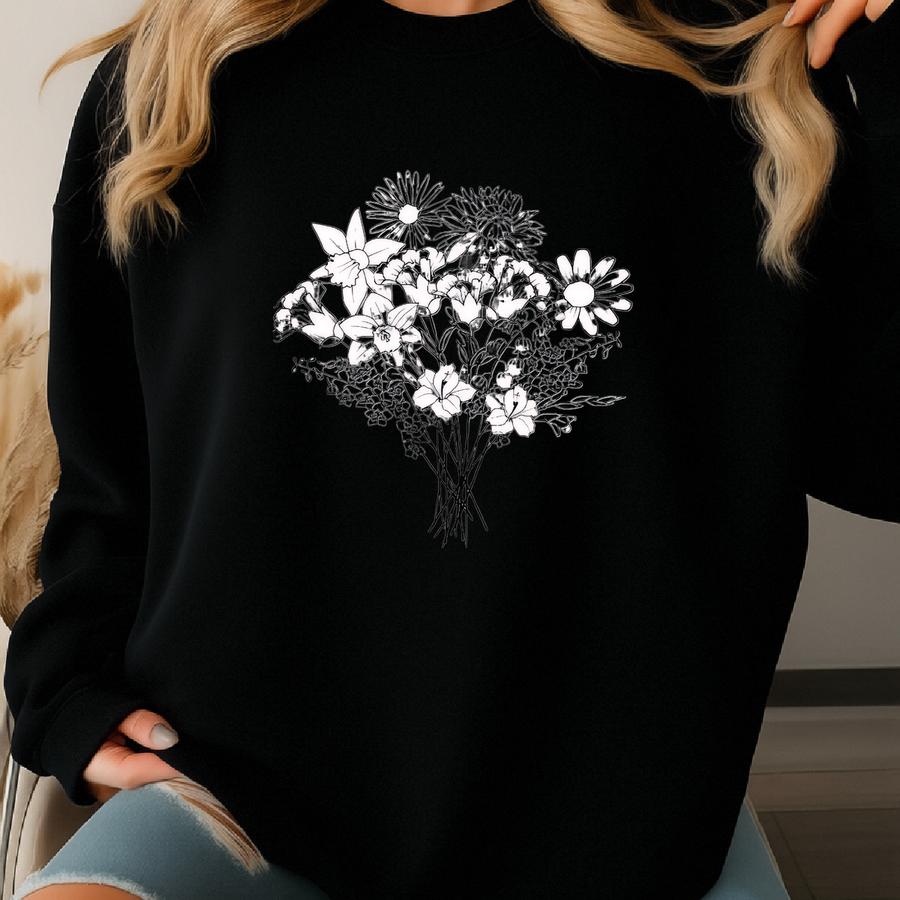 Custom Birth Flower Bouquet Art: Family Keepsake (digital Download) Sweatshirt