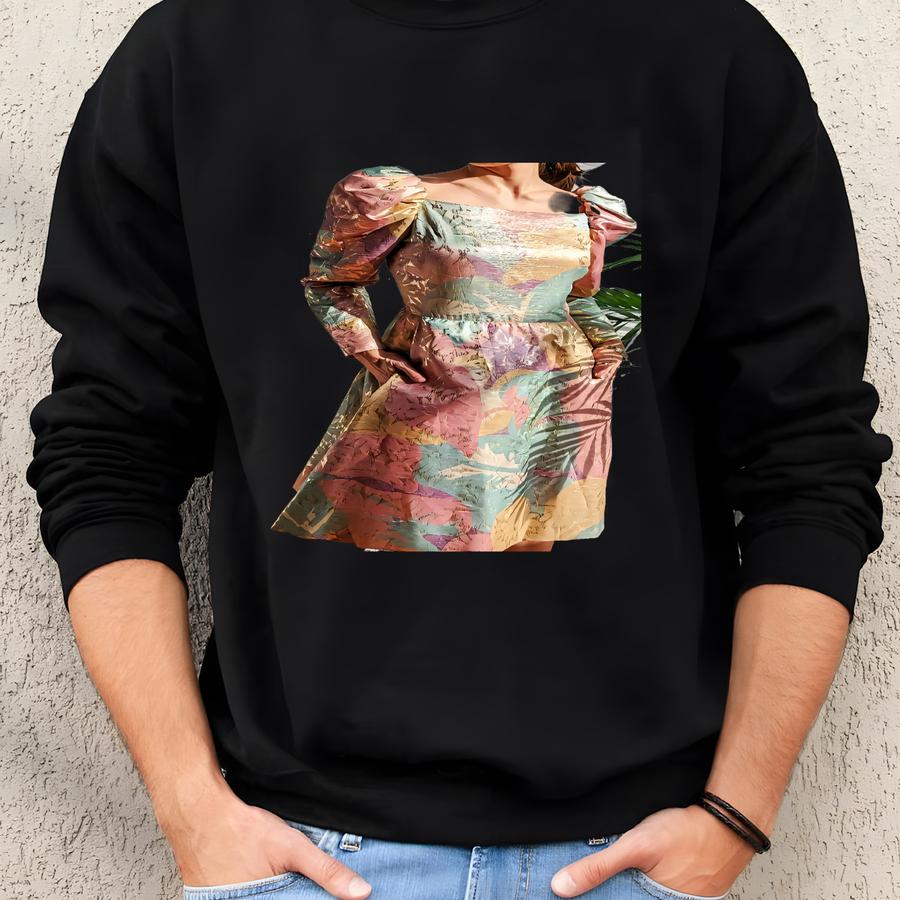 Vintage Scaasi Boutique 1980s  Pastel Puff Sve Maximalist Dress Sweatshirt