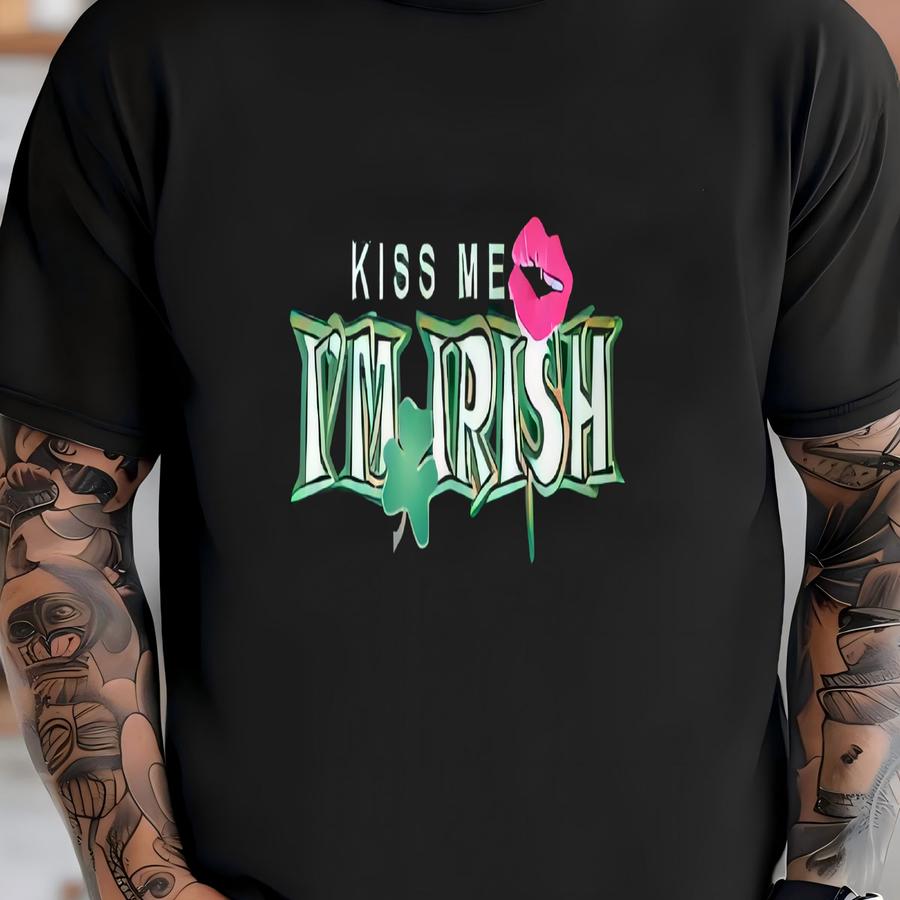 Irish Apron Kiss Me I'm Irish Apron Full-length Pouch Pocket Saint Patrick St. Patrick's Gift For Her Gift For Him Made To Order With Love T-shirt