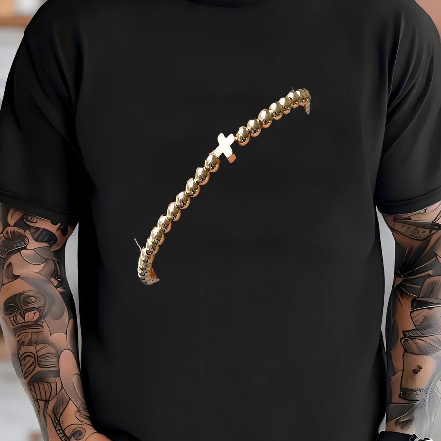 14k Gold Cross Bracelet, Dainty Cross Bracelet, Religious Bracelet, Christian Gifts For Women, First Communion Gift, Catholic Jewelry Women T-shirt