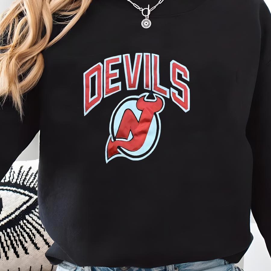 Vintage 90s New Jersey Devils Crewneck Sweatshirt, New Jersey Devils Shirt, New Jersey Devils Hoodie, Gift For Her, Gift For Him Sweatshirt