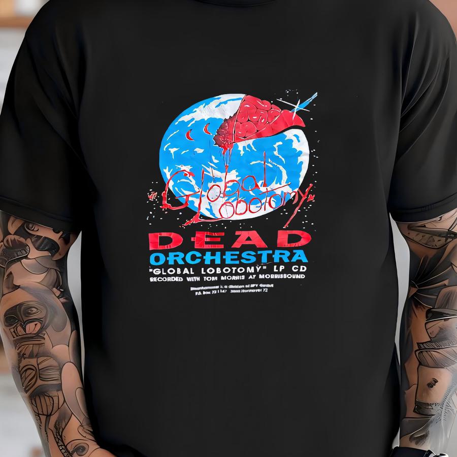 Vintage 1990s Dead Orchestra Global Lobotomy Black Cotton Crewneck Hoodie Size Extra Large Brockum Concert Tour Band Metal Thrash T-shirt