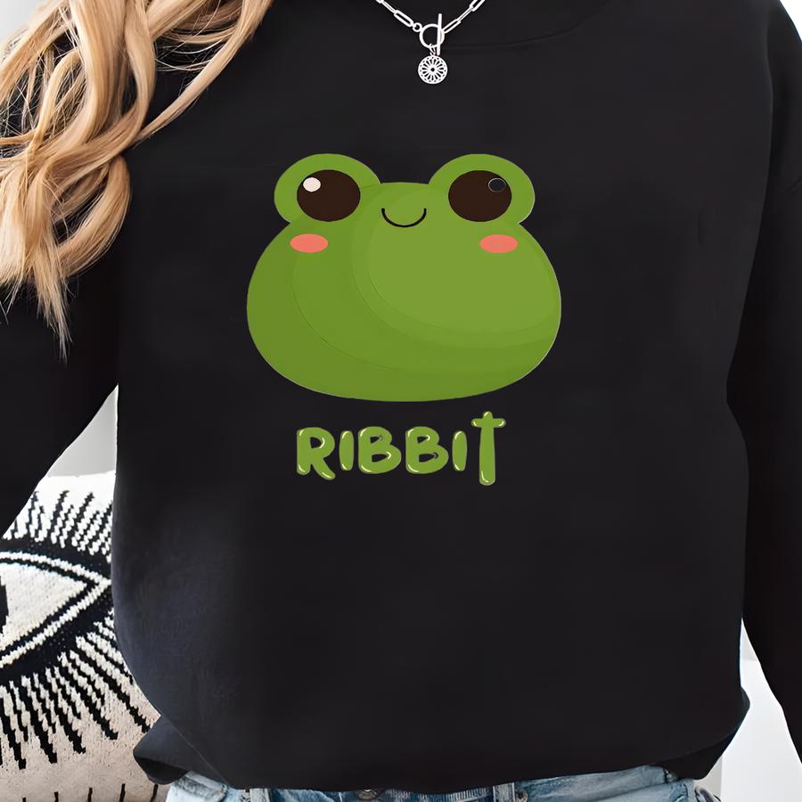 Ribbit Frog T-shirt: Quirky Animal Graphic Tee, Frog Lover Gift Sweatshirt