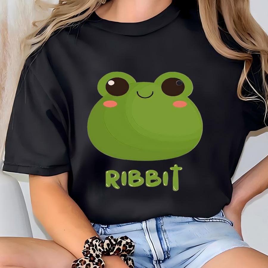 Ribbit Frog Hoodie: Quirky Animal Graphic Tee, Frog Lover Gift T-shirt