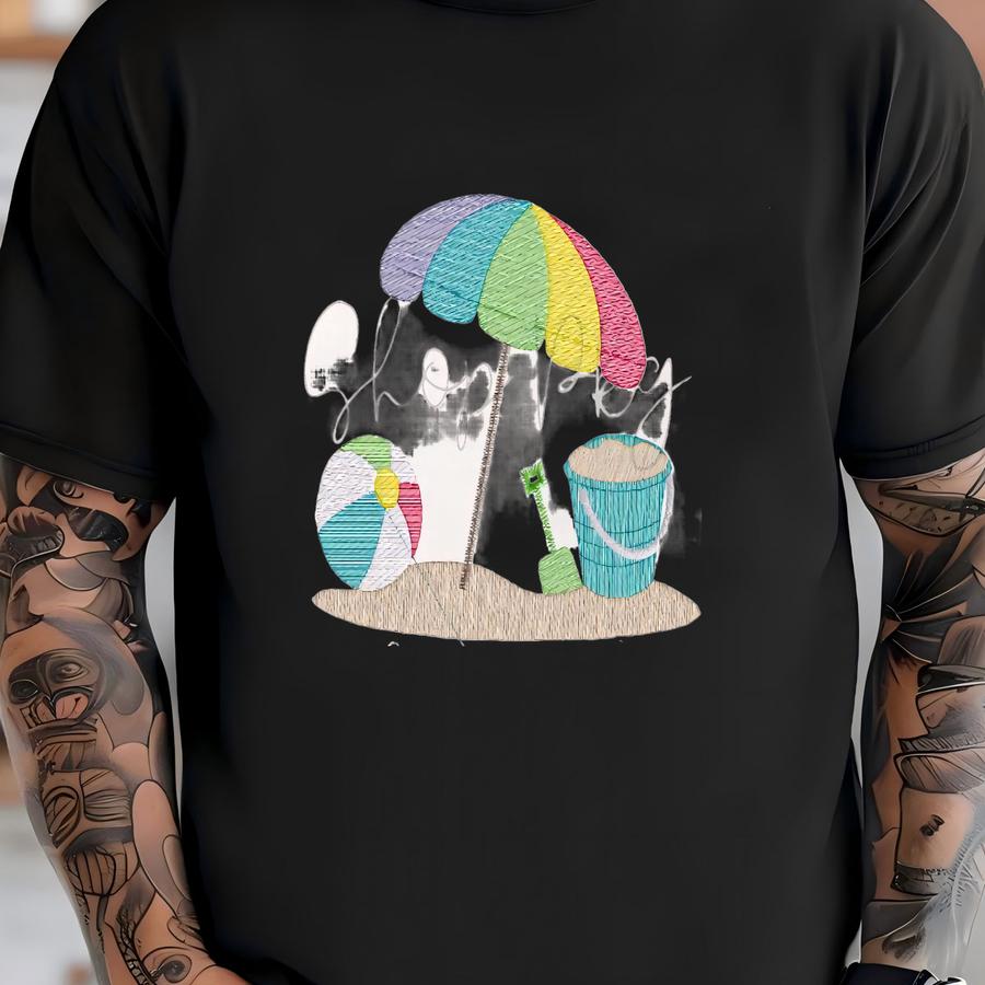 Beach Umbrella Shirt - Boy Girl - Personalized Name - Beach Vacation Outfit - Family Matching Shirts - Sand Bucket T-shirt