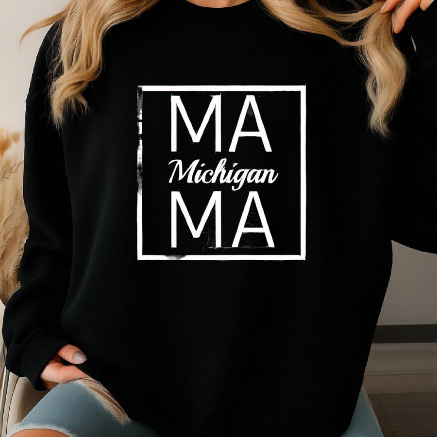 Michigan Mama Square Sweatshirt, Stylish Women's Sweater For Mother's Day - Simple Design And Comfortable Fit For Mom Gift Sweatshirt