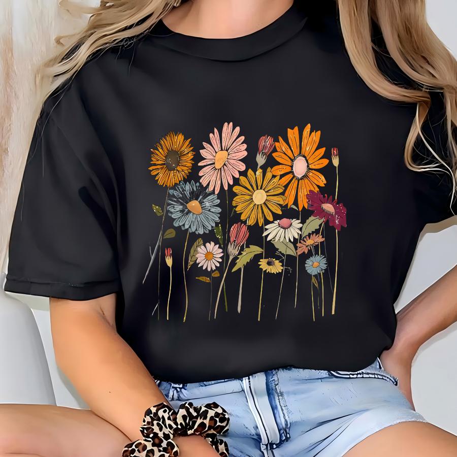Cottagecore Floral Hoodie: Retro Daisy Botanical Design, Cottagecore Flowers, Cottagecore Tshirt, Retro Daisy Tshirt T-shirt