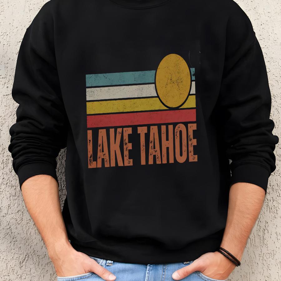Lake Ta Retro Sunset Crewneck Sweatshirt, Nevada Sweatshirt, California Shirt, Lake Ta Trip, Travel Sweater, Outdoor Gift Hiking Shirt Sweatshirt