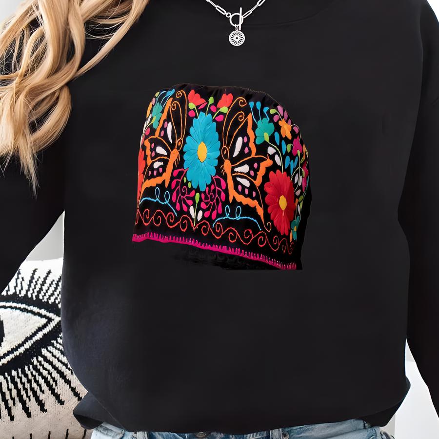 Mexican Floral Strapless Dress. Hippie-boho. Hand Mexican Dress. Mexican Party Dress. Mexican Typical Dress. Ethnic Style. Sweatshirt