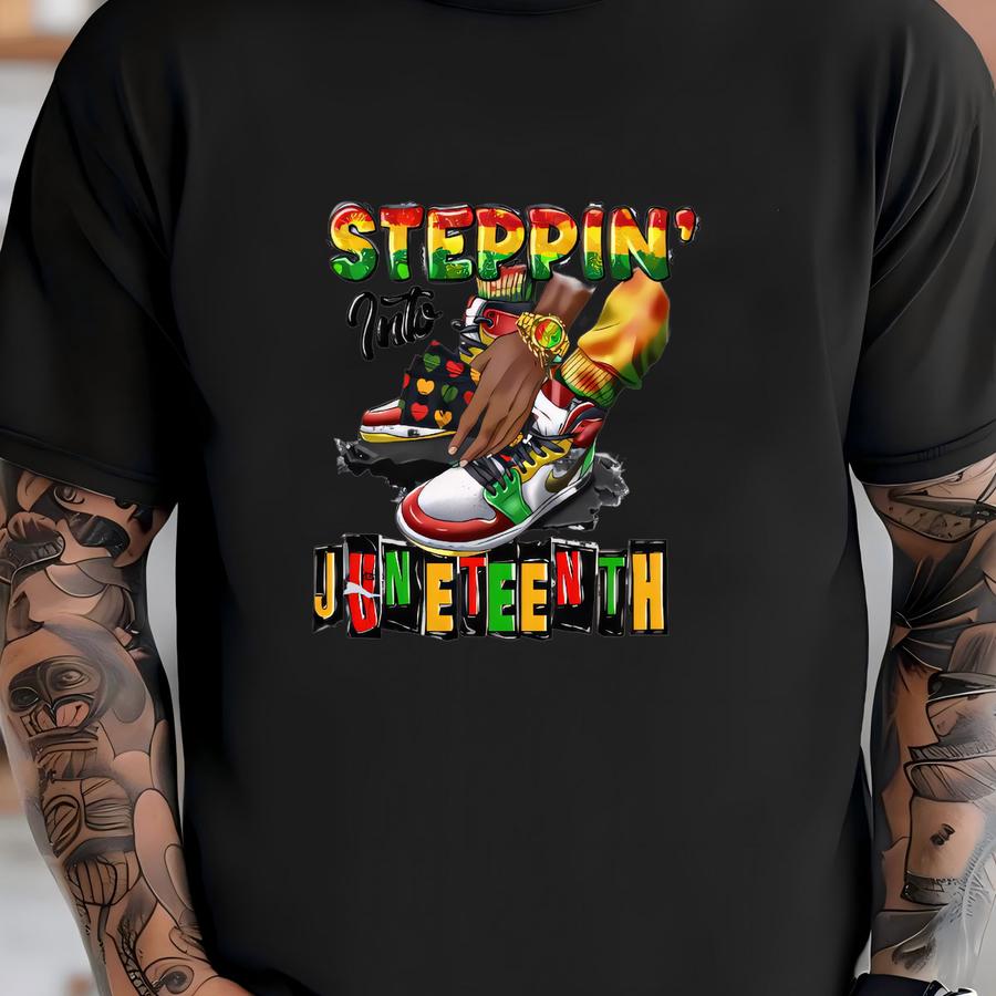 Steppin' Into Juneteenth Racerback Tank: Black History Shirt T-shirt