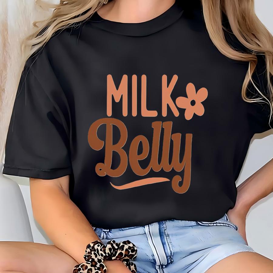 Retro Milk Belly Baby : Funny Unisex Bodysuit T-shirt
