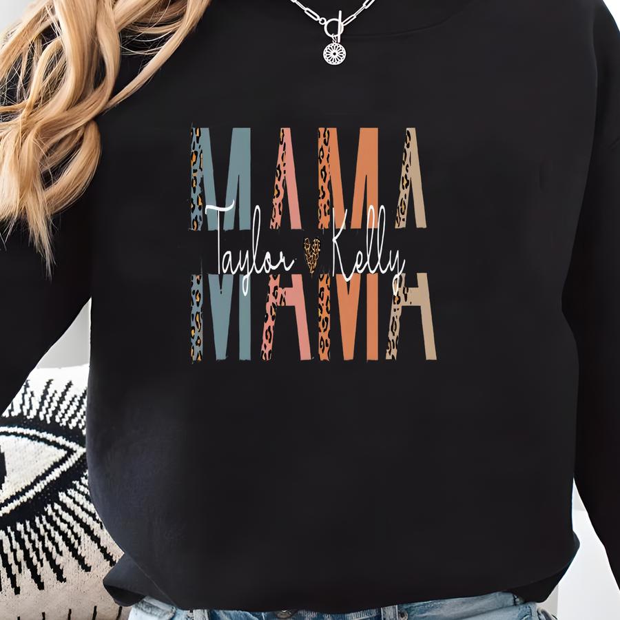 Custom Mama Shirt, Mom Shirt With Kids Names, Personalized Mom Tshirt, Mama With Children Names Tee Ls023 Sweatshirt