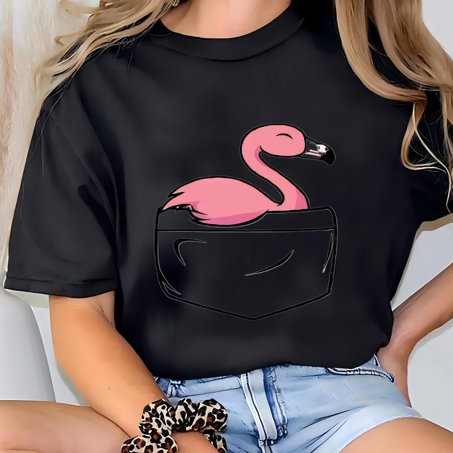 Flamingo Pocket Hoodie: Women's Summer Gift T-shirt