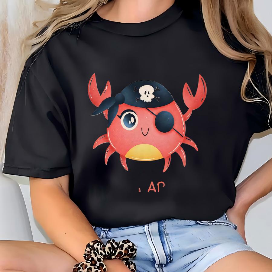 Pirate Crab Kids Shirt: Beach Trip Graphic Tee T-shirt