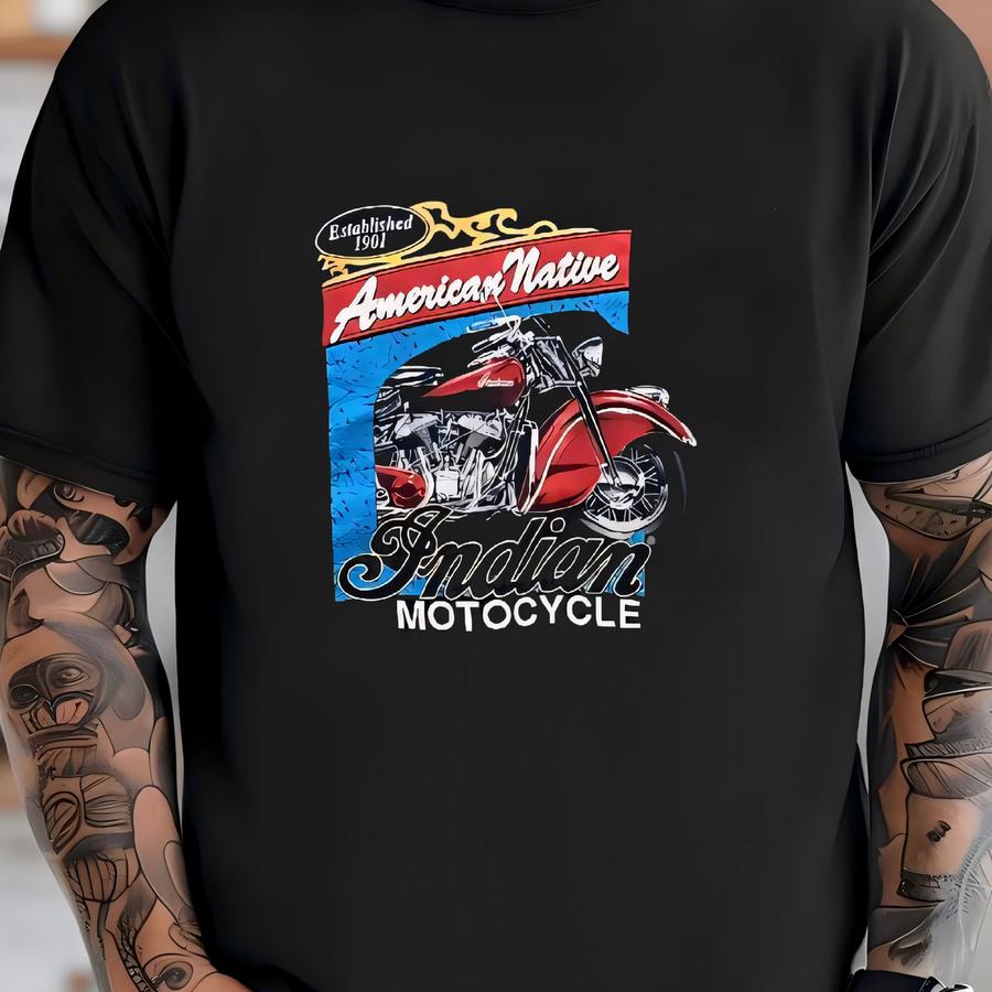 Vintage 90s Motorcycle Tshirt American Native T-shirt