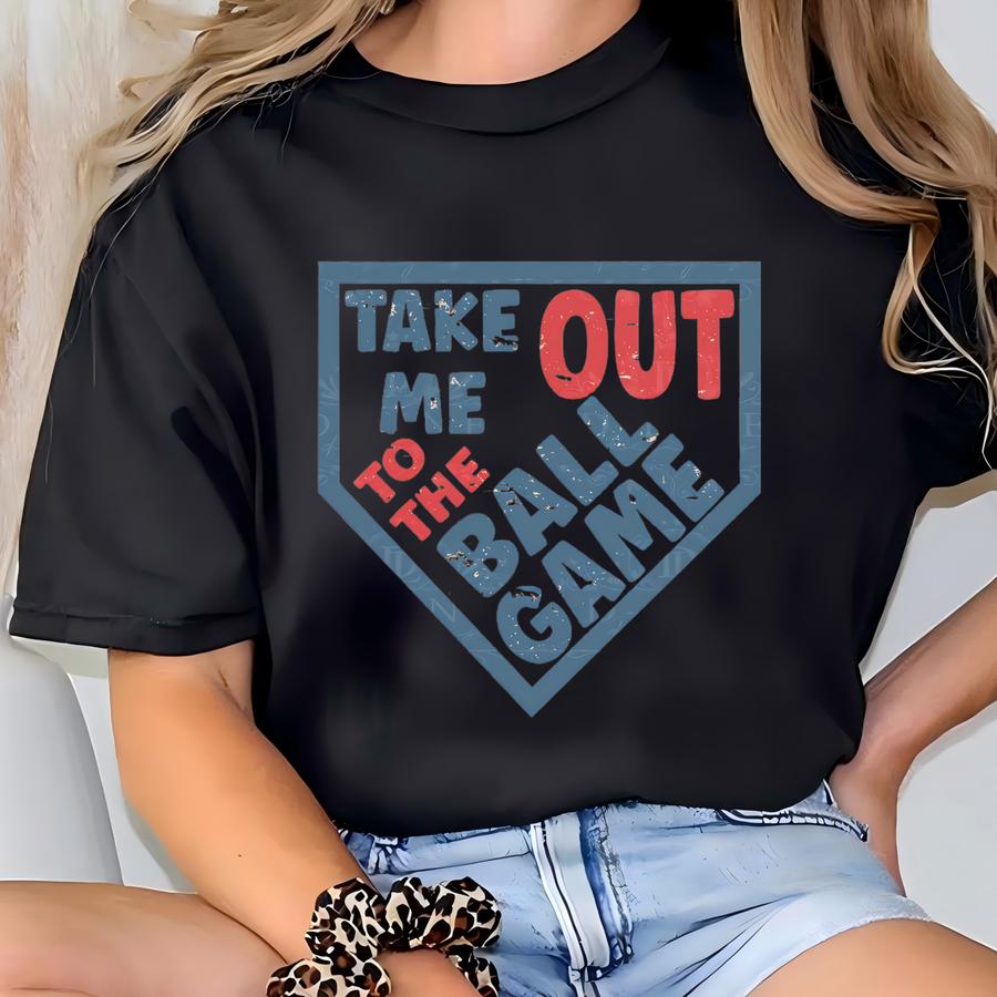 Take Me Out To The Ball Game. Instant Digital Download. Baseball Shirt Design, Sublimation, Svg, Png, Cut File, Solid Distressed Grunge T-shirt