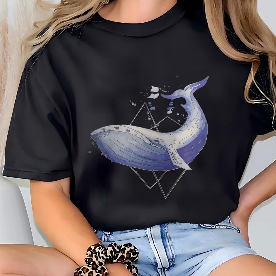 Watercolor Whale Shirt, Hand Drawn Whale Hoodie, Whale Tshirt, Scuba Diving Shirt, Scuba Hoodie, Whale Gifts, Watercolour Art, Ocean Gifts T-shirt