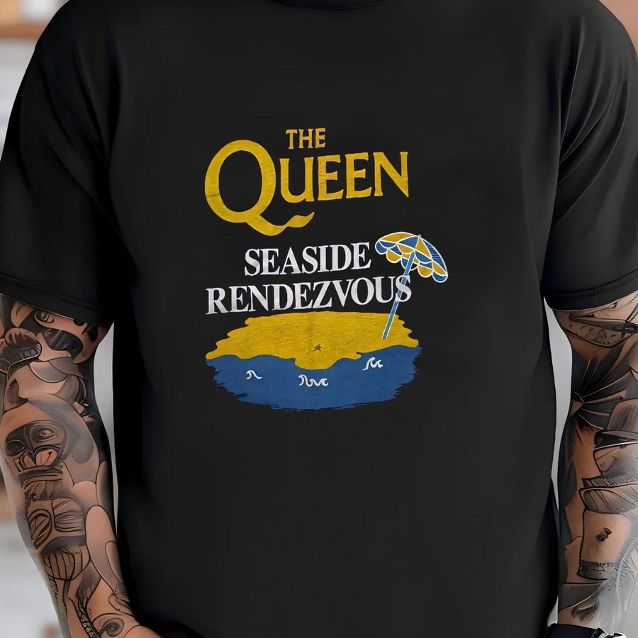 Vintage 1990 Queen Seaside Rendezvous T Shirt Size Large / 90s Oiqfc Official Queen Fan Club Rock Psychedelic Art Freddie Mercury 90s Tee T-shirt